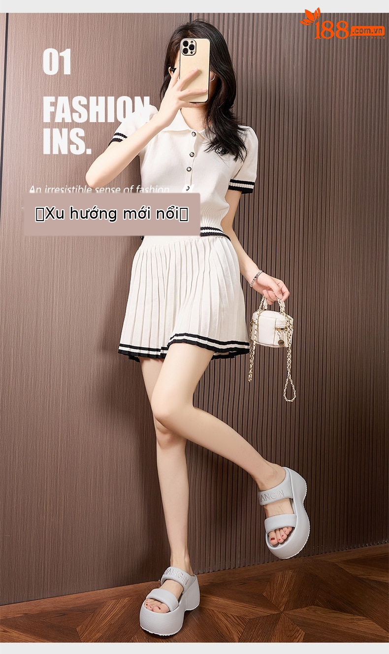 Dép sandal nữ quai chữ V đế chống trượt mùa hè — Trắng, Vàng, Xanh chi tiết 2