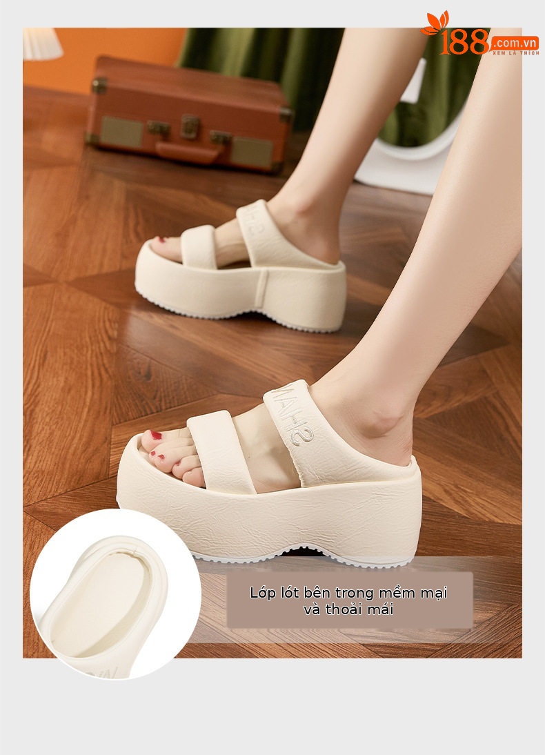 Dép sandal nữ quai chữ V đế chống trượt mùa hè — Trắng, Vàng, Xanh chi tiết 5