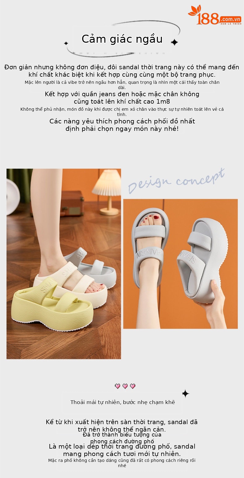 Dép sandal nữ quai chữ V đế chống trượt mùa hè — Trắng, Vàng, Xanh chi tiết 4