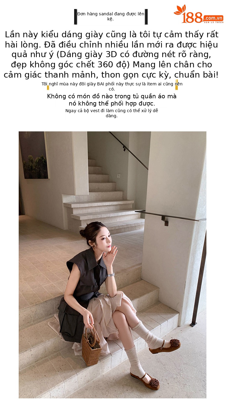 Giày mule nữ mũi nhọn họa tiết hoa bạc, đế bằng tăng chiều cao — Màu nâu nhạt (da cừu) chi tiết 2