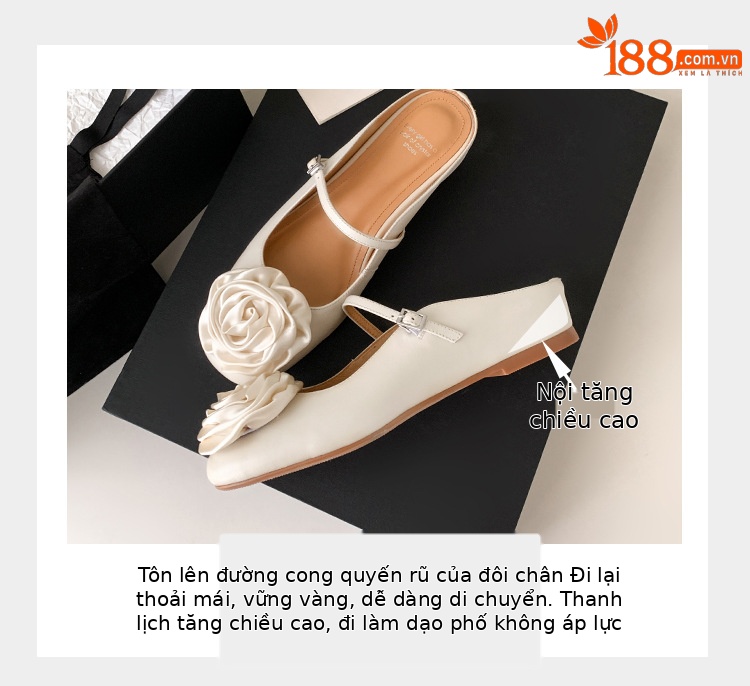 Giày mule nữ mũi nhọn họa tiết hoa bạc, đế bằng tăng chiều cao — Màu nâu nhạt (da cừu) chi tiết 6