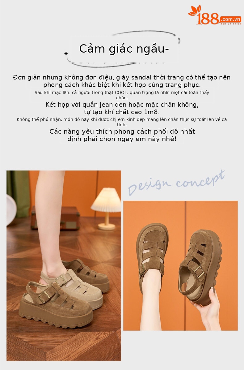 Dép sandal nữ quai chữ V đế dày phong cách Roman Birkenstock — Lạc đà, Mơ chi tiết 4