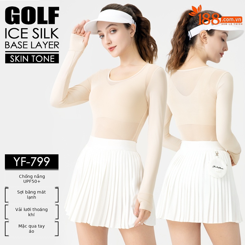 Áo chống nắng nữ dài tay UPF50 chất lụa lạnh thoáng khí — Màu da áo lót lụa băng [chống nắng UPF50/tay áo lụa băng/vải tuyn thoáng khí] YF799, Áo lót lụa băng màu đen [chống nắng UPF50/tay áo lụa băng/vải tuyn thoáng khí] YF799, Áo sơ mi trắng lụa băng [chống nắng UPF50/tay áo lụa băng/vải tuyn thoáng khí] YF799