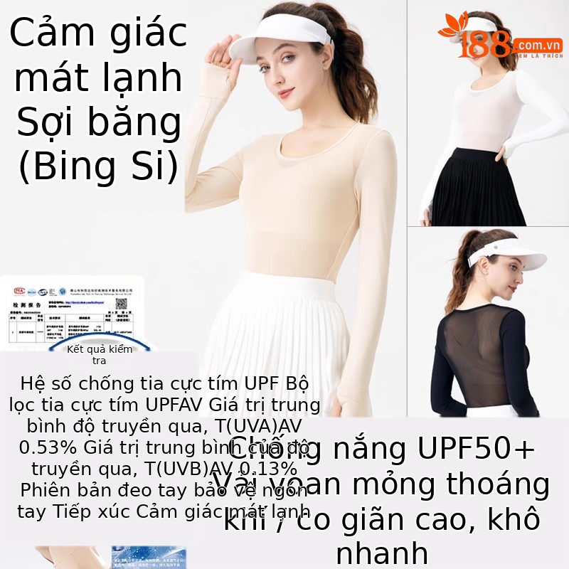 Áo chống nắng nữ dài tay UPF50 chất lụa lạnh thoáng khí — Màu da áo lót lụa băng [chống nắng UPF50/tay áo lụa băng/vải tuyn thoáng khí] YF799, Áo lót lụa băng màu đen [chống nắng UPF50/tay áo lụa băng/vải tuyn thoáng khí] YF799, Áo sơ mi trắng lụa băng [chống nắng UPF50/tay áo lụa băng/vải tuyn thoáng khí] YF799