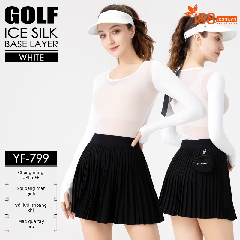 Áo chống nắng nữ dài tay UPF50 chất lụa lạnh thoáng khí — Màu da áo lót lụa băng [chống nắng UPF50/tay áo lụa băng/vải tuyn thoáng khí] YF799, Áo lót lụa băng màu đen [chống nắng UPF50/tay áo lụa băng/vải tuyn thoáng khí] YF799, Áo sơ mi trắng lụa băng [chống nắng UPF50/tay áo lụa băng/vải tuyn thoáng khí] YF799