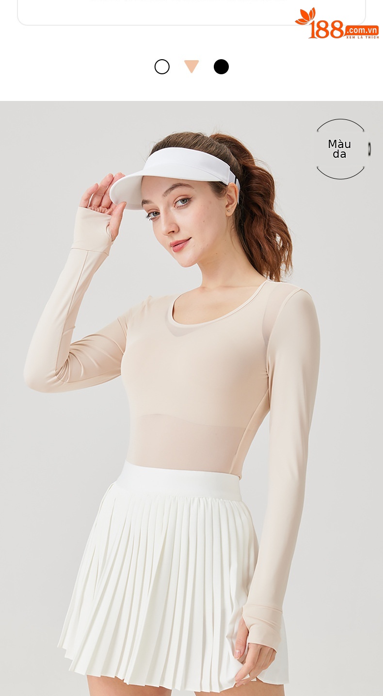 Áo chống nắng nữ dài tay UPF50 chất lụa lạnh thoáng khí — Màu da áo lót lụa băng [chống nắng UPF50/tay áo lụa băng/vải tuyn thoáng khí] YF799, Áo lót lụa băng màu đen [chống nắng UPF50/tay áo lụa băng/vải tuyn thoáng khí] YF799, Áo sơ mi trắng lụa băng [chống nắng UPF50/tay áo lụa băng/vải tuyn thoáng khí] YF799 chi tiết 1