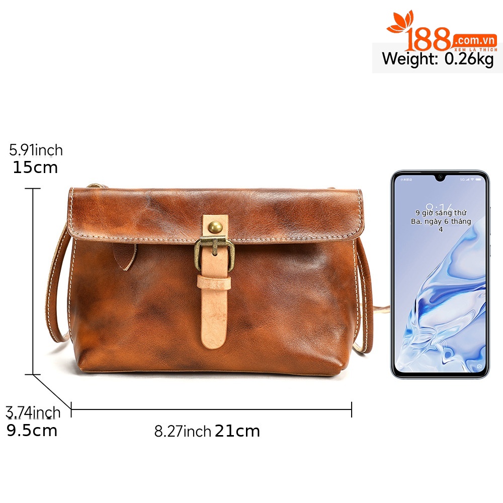 Ví cầm tay nữ da thật phong cách retro đơn giản, khóa gập — Vết xước tay đen, vết xước tay màu đỏ, Vết xước tay màu nâu, màu xanh