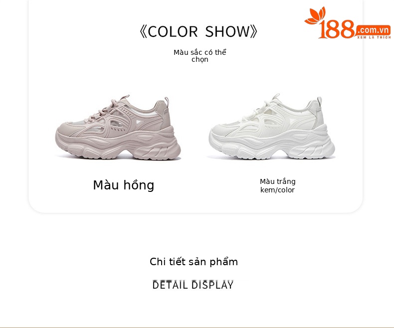 Giày sneaker nữ chunky đế dày lưới thoáng khí họa tiết rỗng mùa hè 2025 — SSD1112E4Q màu trắng nhạt, SSD1112E4Q màu hồng chi tiết 7