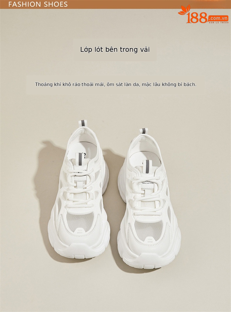 Giày sneaker nữ chunky đế dày lưới thoáng khí họa tiết rỗng mùa hè 2025 — SSD1112E4Q màu trắng nhạt, SSD1112E4Q màu hồng chi tiết 9