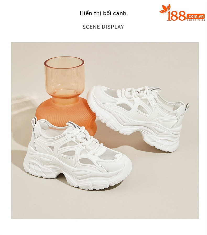 Giày sneaker nữ chunky đế dày lưới thoáng khí họa tiết rỗng mùa hè 2025 — SSD1112E4Q màu trắng nhạt, SSD1112E4Q màu hồng chi tiết 22