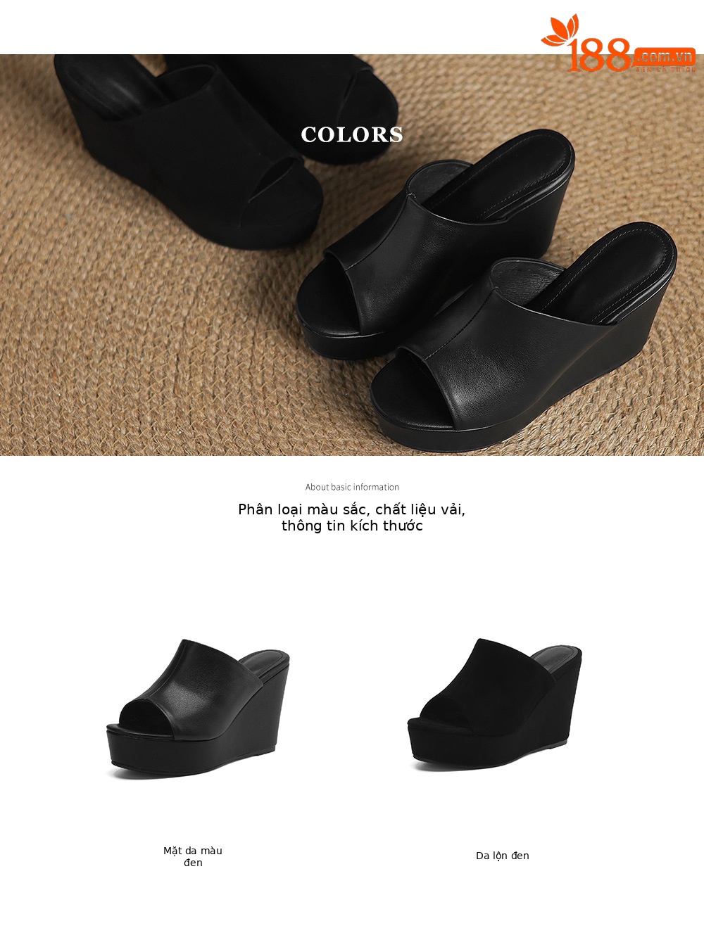 Sandal cao gót đế xuồng nữ hở mũi quai ngang gót 10 cm — Đen [da cừu] chi tiết 5