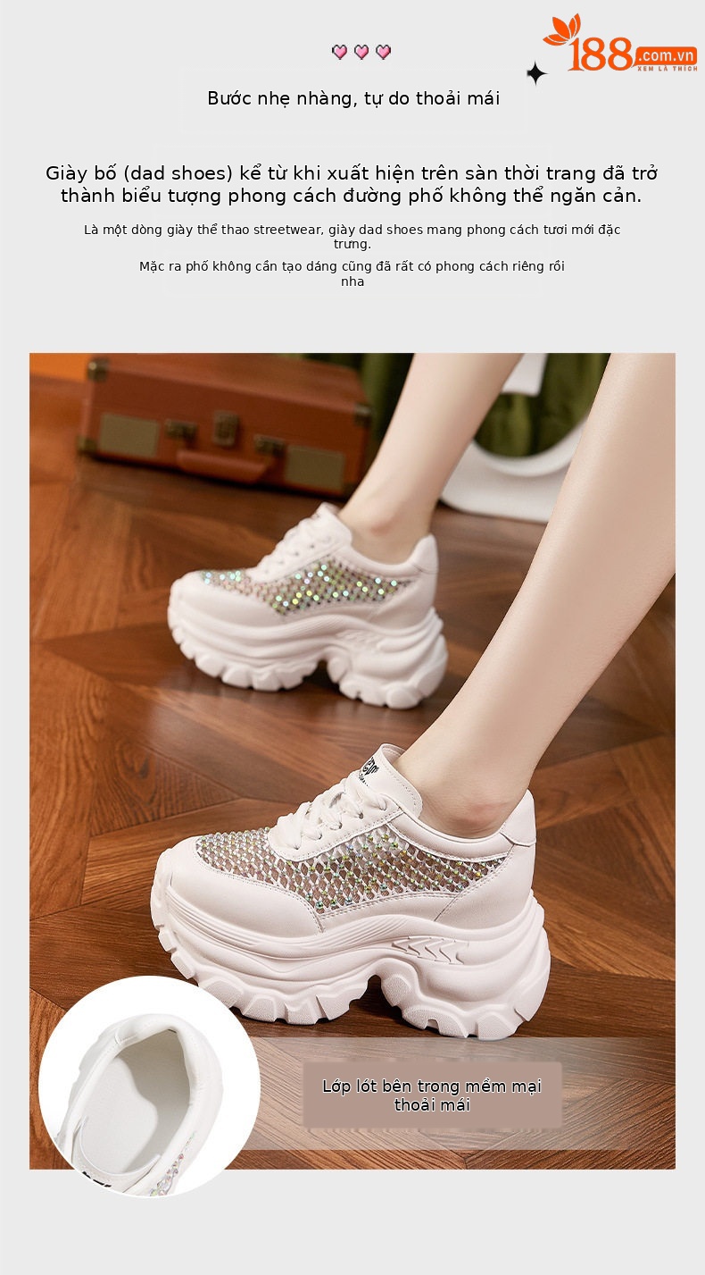 Giày sandal cao gót nữ đính đá rhinestone, mũi tròn, gót xuồng siêu cao 8 cm, đế bọt biển thoáng khí — Bạc, Trắng chi tiết 4