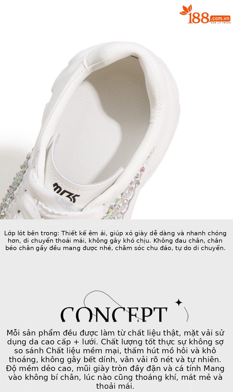 Giày sandal cao gót nữ đính đá rhinestone, mũi tròn, gót xuồng siêu cao 8 cm, đế bọt biển thoáng khí — Bạc, Trắng chi tiết 7