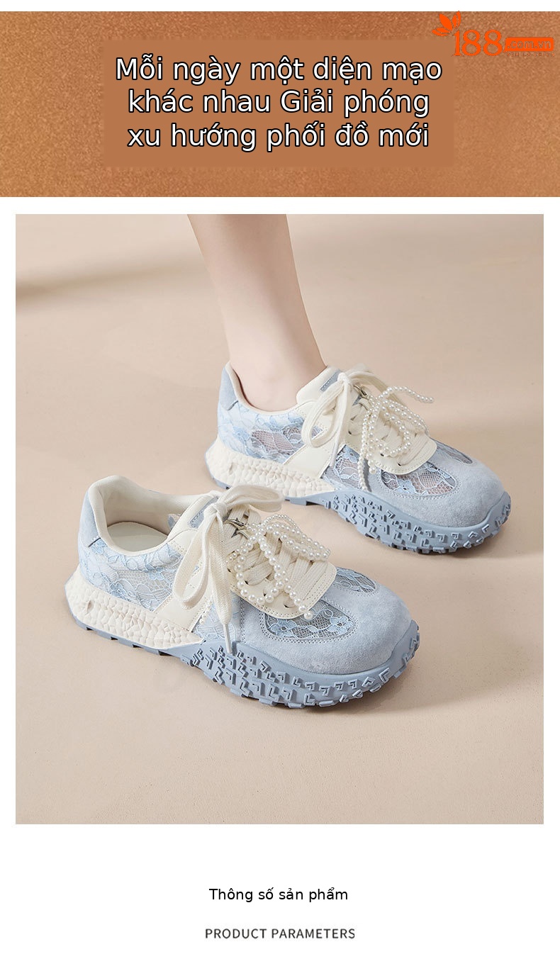 Giày sneaker nữ lưới thoáng khí phong cách Đức retro 2025 — màu xanh, Tím, Màu trắng nhạt, màu vàng chi tiết 3