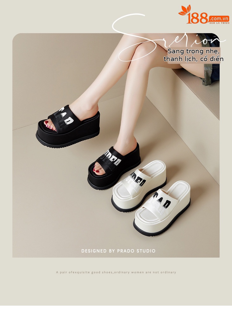 Dép sandal nữ đế xuồng mũi hở gót 8/10 cm phối màu mùa hè 2025 — Màu trắng nhạt 8cm, Trắng nhạt 10cm, Đen 10cm, Đen 8cm chi tiết 1