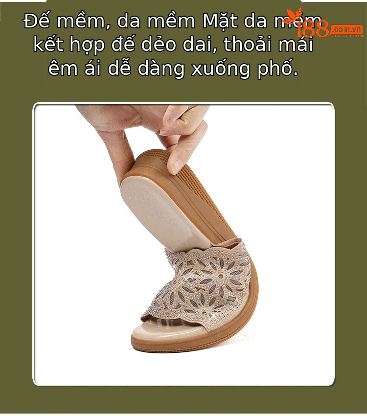 Dép lê nữ đế bằng mềm chống trượt thời thượng đi ngoài trời mùa hè — Màu đen chi tiết 4