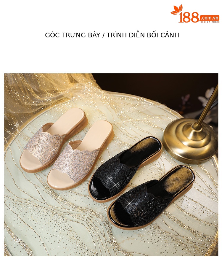 Dép lê nữ đế bằng mềm chống trượt thời thượng đi ngoài trời mùa hè — Màu đen chi tiết 20