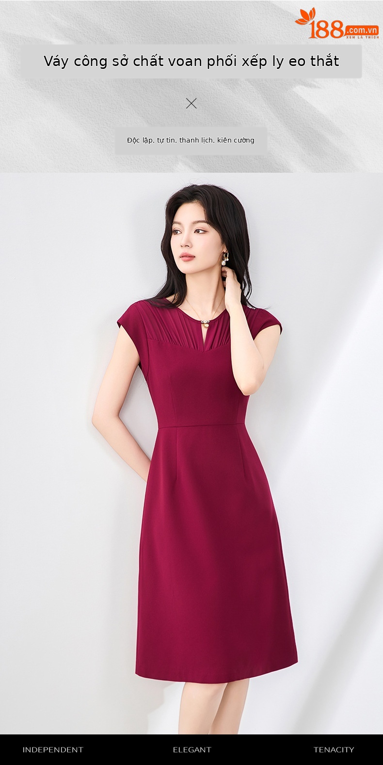 Đầm vest chữ A không tay phối voan mùa hè — Màu xanh da trời chi tiết 1