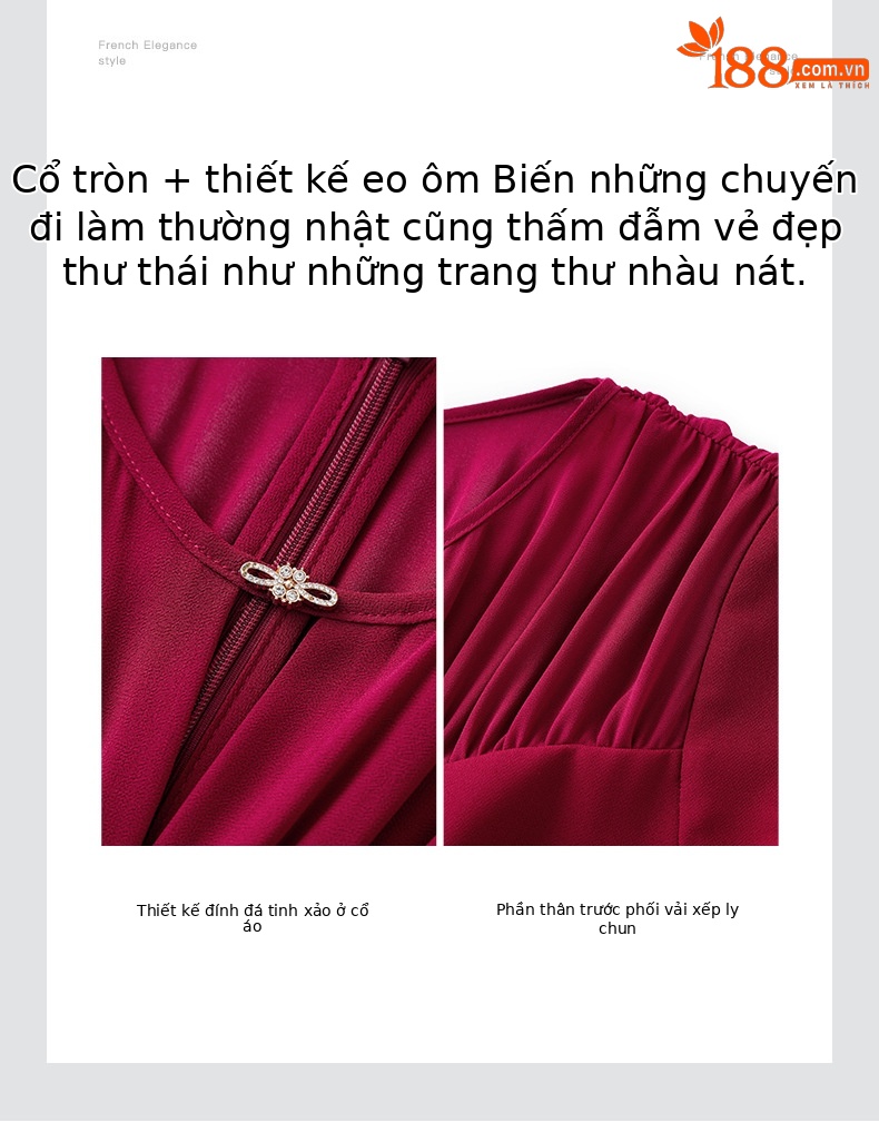 Đầm vest chữ A không tay phối voan mùa hè — Màu xanh da trời chi tiết 4