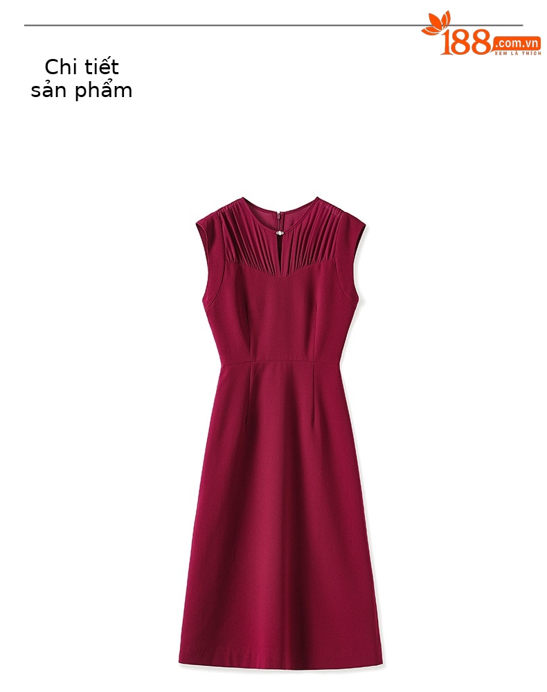 Đầm vest chữ A không tay phối voan mùa hè — Màu xanh da trời chi tiết 19