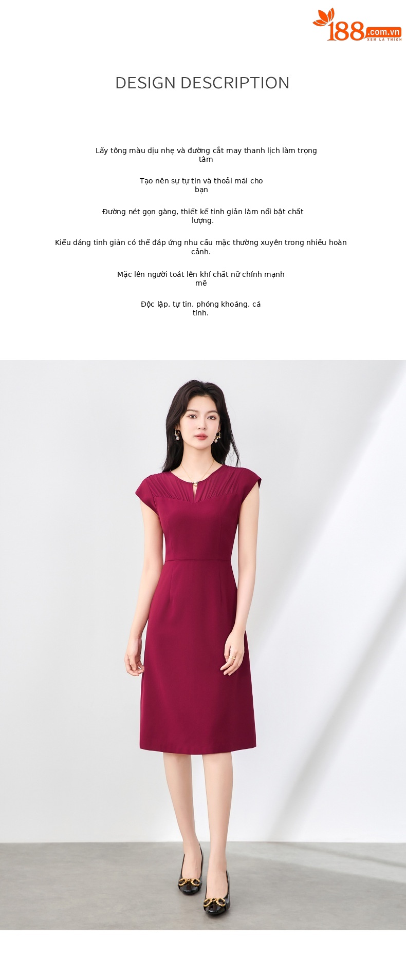 Đầm vest chữ A không tay phối voan mùa hè — Màu xanh da trời chi tiết 2