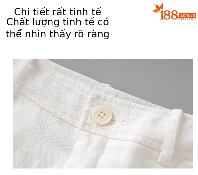 Quần âu ống rộng phong cách tiền cũ vải Tencel linen trắng mùa hè — Màu trắng chi tiết 7