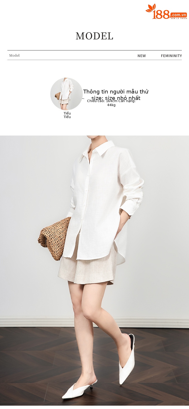 Áo sơ mi nữ linen tay dài cổ bẻ phong cách tiền cũ — Màu trắng chi tiết 8