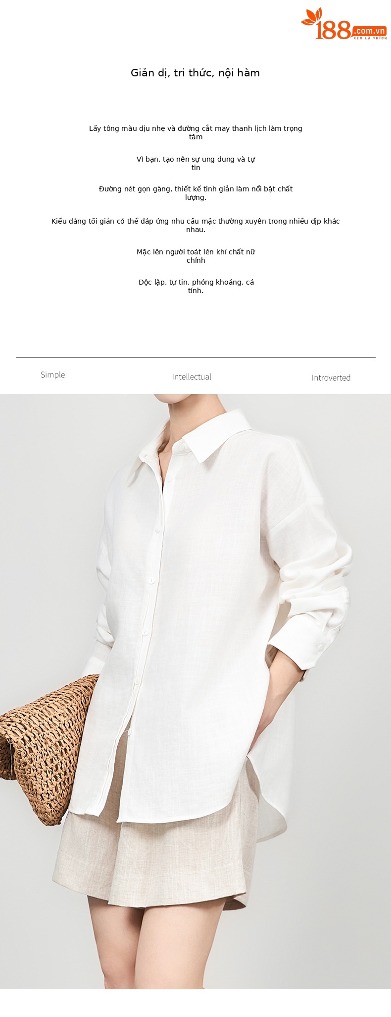 Áo sơ mi nữ linen tay dài cổ bẻ phong cách tiền cũ — Màu trắng chi tiết 1