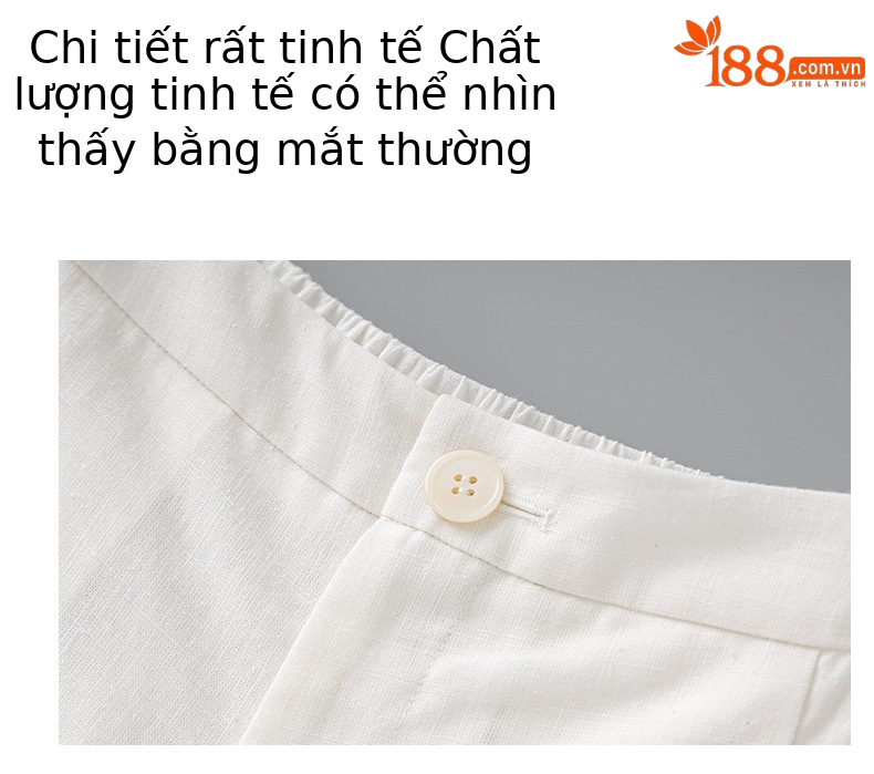 Quần culottes nữ ống rộng vải lanh phong cách cổ điển giản dị, dáng suông rộng, mặc đi làm hoặc dạo phố mùa hè — Màu trắng chi tiết 7