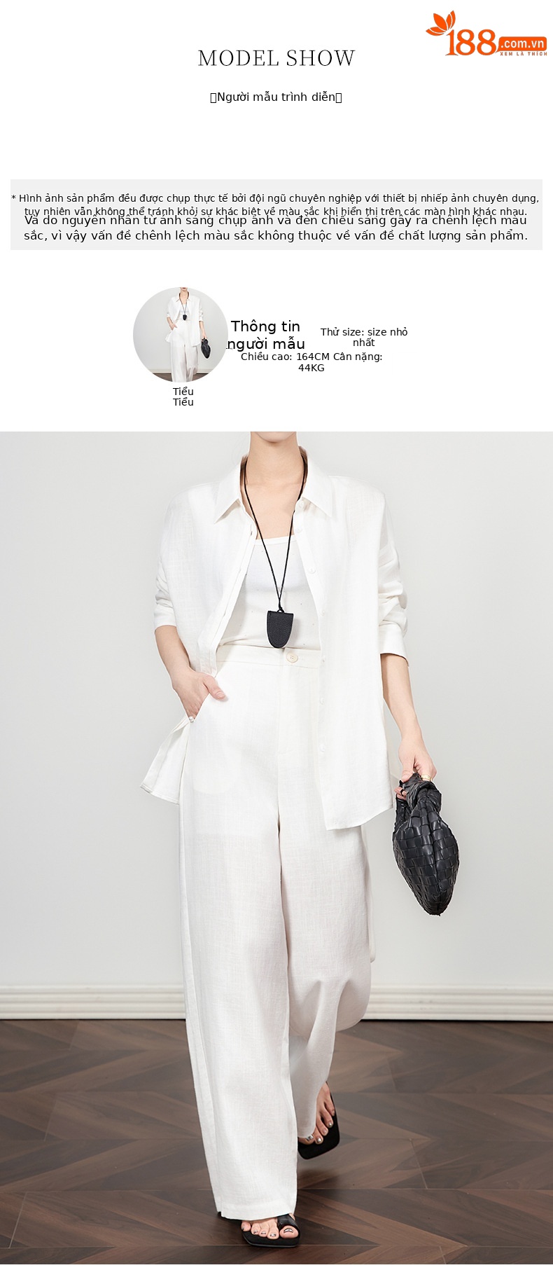 Quần culottes nữ ống rộng vải lanh phong cách cổ điển giản dị, dáng suông rộng, mặc đi làm hoặc dạo phố mùa hè — Màu trắng chi tiết 9