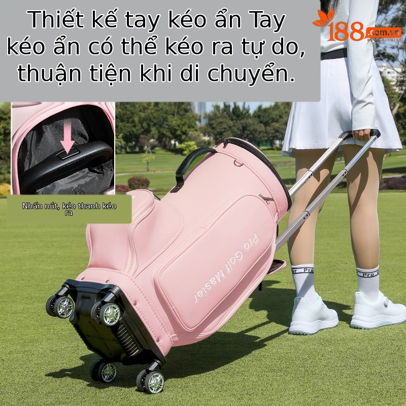 Túi golf PGM nữ 4 bánh du lịch máy bay nhẹ chống xước chống thấm — Màu xanh hoàng gia [bốn bánh đa năng im lặng/chống xước và chống thấm nước/thanh giằng ẩn] YWB051, Bột Macaron [bốn bánh đa năng im lặng/chống xước và chống thấm nước/thanh giằng ẩn] YWB051, Macaron Green [bốn bánh đa năng im lặng/chống xước và chống thấm nước/thanh giằng ẩn] YWB051