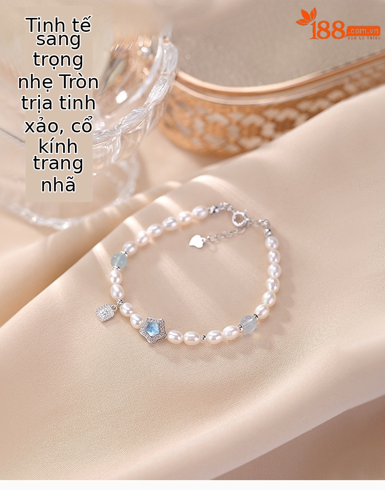 Vòng tay ngọc trai nước ngọt kết hợp hạt sao bạc S925 — Một chiếc chi tiết 1
