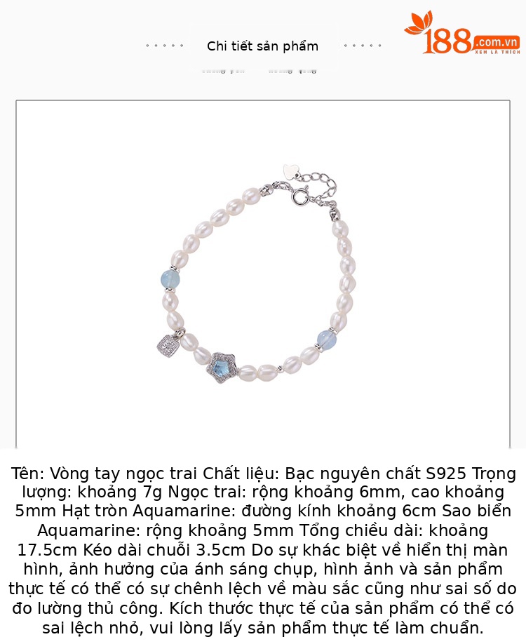 Vòng tay ngọc trai nước ngọt kết hợp hạt sao bạc S925 — Một chiếc chi tiết 2