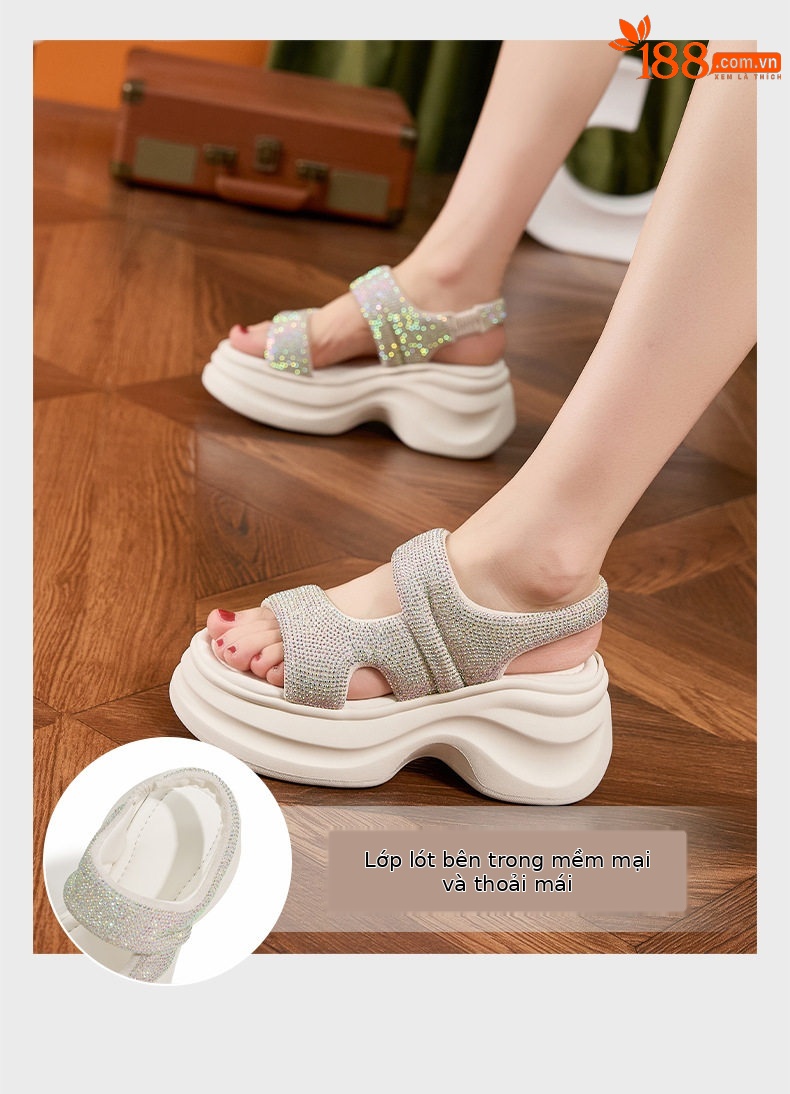 Dép sandal nữ xỏ ngón đế bệt mềm mại phong cách biển — Bạc, Trắng, Đen chi tiết 5