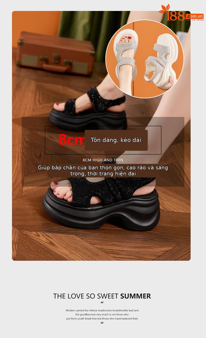 Dép sandal nữ xỏ ngón đế bệt mềm mại phong cách biển — Bạc, Trắng, Đen chi tiết 9