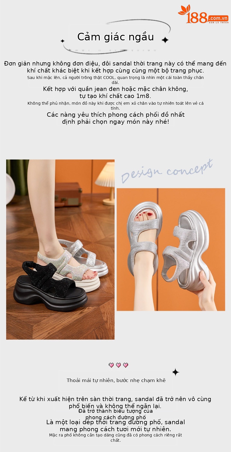 Dép sandal nữ xỏ ngón đế bệt mềm mại phong cách biển — Bạc, Trắng, Đen chi tiết 4