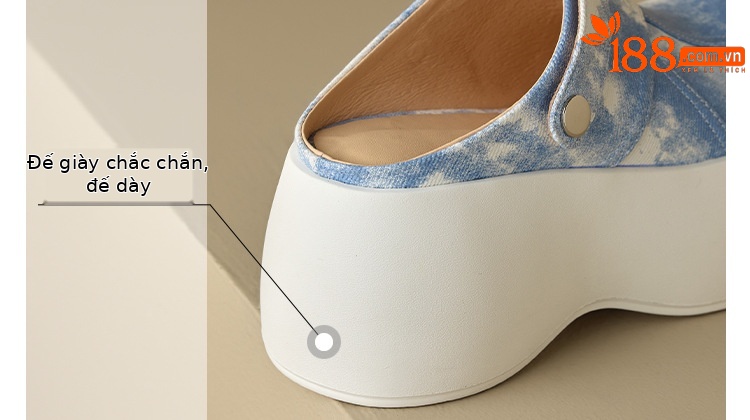 Dép cao gót platform đế dày 8 cm phong cách Trung Hoa, mũi kín, xỏ lười, hai kiểu mặc — màu xanh nhạt chi tiết 18