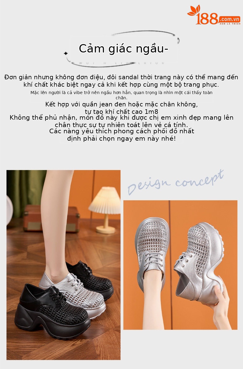 Dép sandal nữ xỏ ngón đế bệt mùa hè thoáng khí — Bạc, Đen chi tiết 4