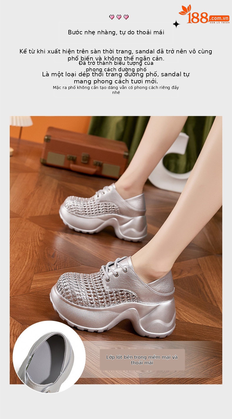 Dép sandal nữ xỏ ngón đế bệt mùa hè thoáng khí — Bạc, Đen chi tiết 5