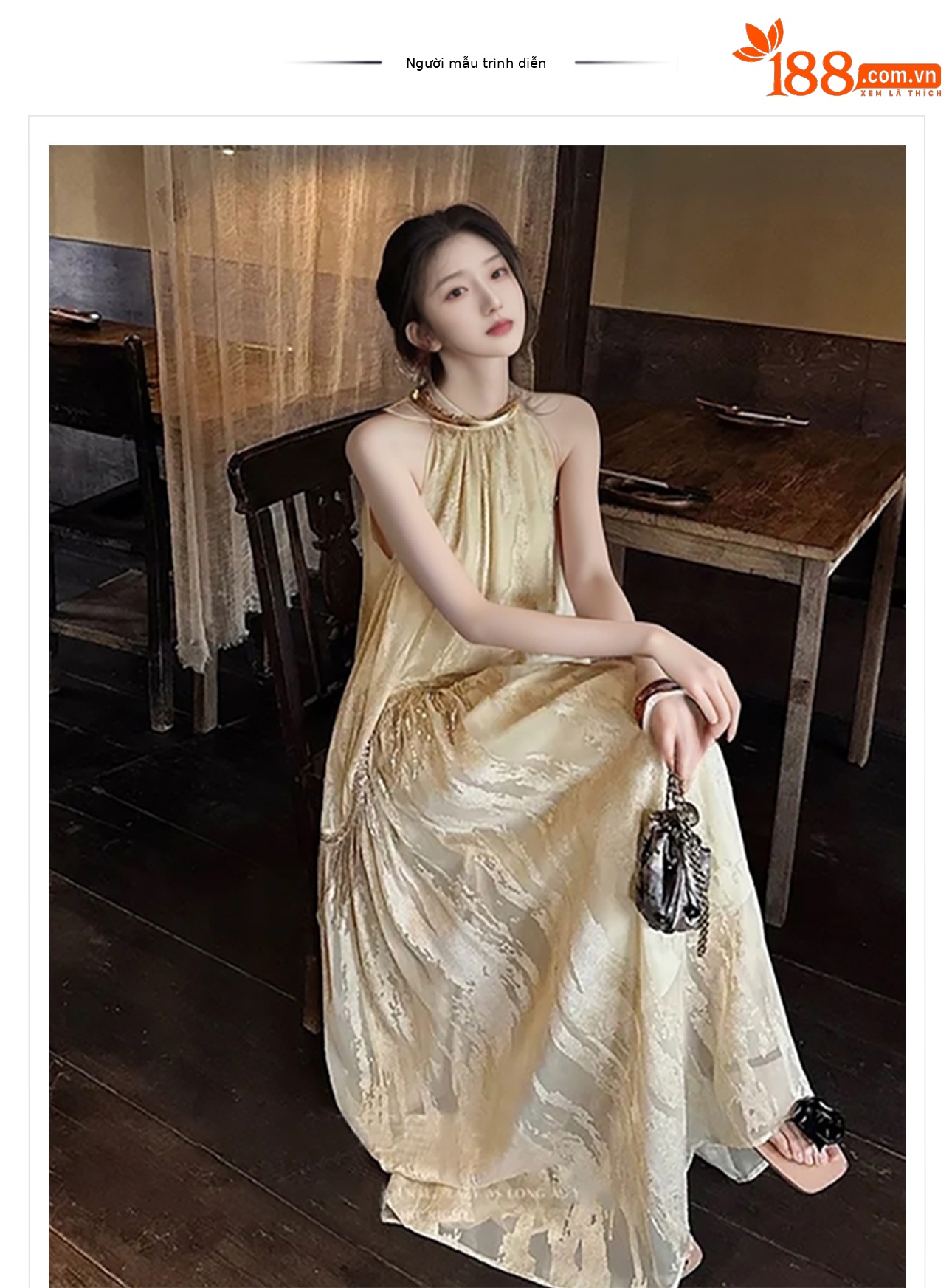 Váy dây thêu hoa cao cấp phong cách Trung Quốc mới, không tay thanh lịch mùa hè N5024 — Xanh lam sông băng chi tiết 1