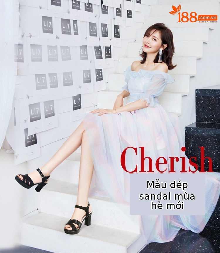 Sandal cao gót nữ hở mũi gót vuông 7–9 cm – giày da mũi cá thanh lịch, phù hợp sườn xám, dạ tiệc — Vàng 9cm, Đen 9cm, Vàng 7cm, Đen 7cm chi tiết 1