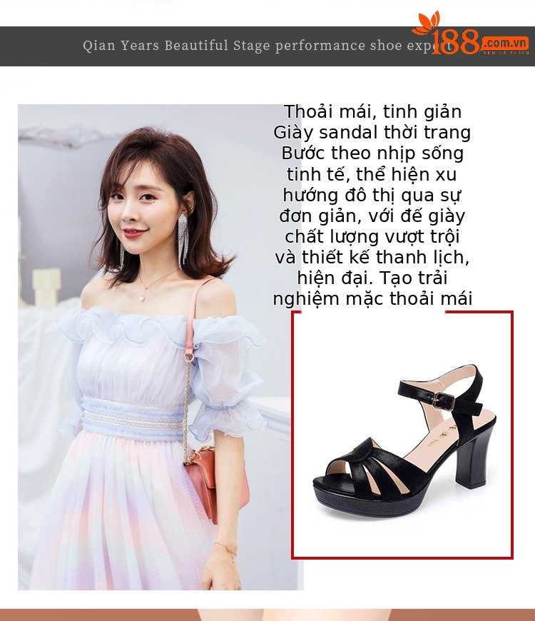Sandal cao gót nữ hở mũi gót vuông 7–9 cm – giày da mũi cá thanh lịch, phù hợp sườn xám, dạ tiệc — Vàng 9cm, Đen 9cm, Vàng 7cm, Đen 7cm chi tiết 2