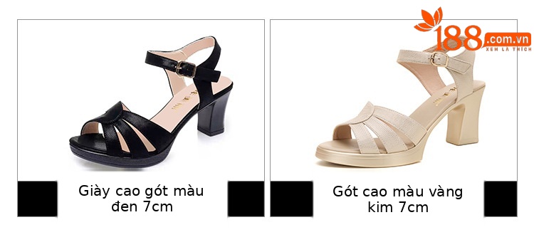 Sandal cao gót nữ hở mũi gót vuông 7–9 cm – giày da mũi cá thanh lịch, phù hợp sườn xám, dạ tiệc — Vàng 9cm, Đen 9cm, Vàng 7cm, Đen 7cm chi tiết 6