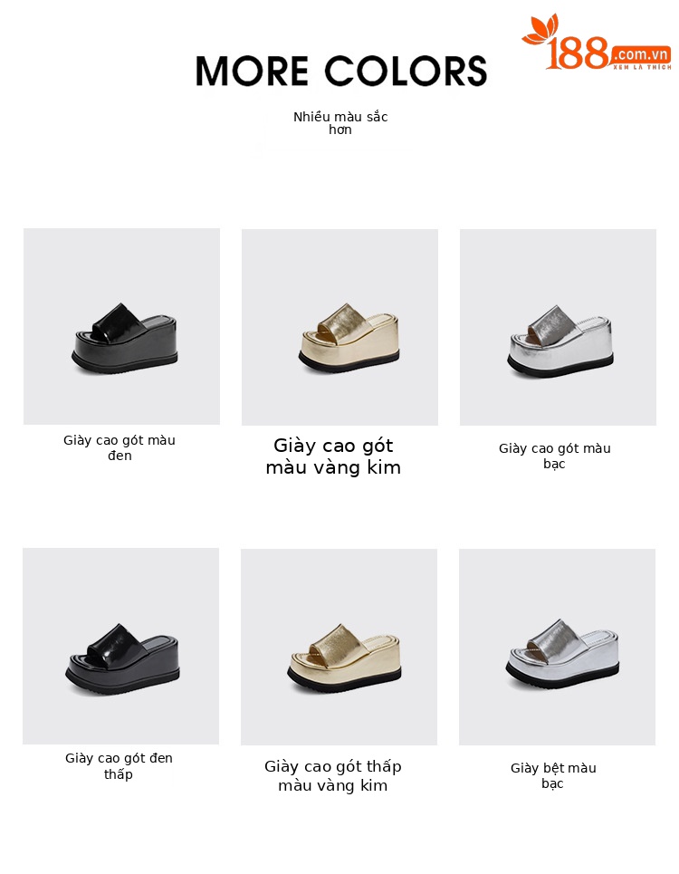 Dép sandal quai ngang da thật đế xuồng cao 8 cm phong cách Âu Mỹ — Màu bạc 10cm, Màu bạc 8cm, Màu vàng kim 10cm, Màu đen 10cm chi tiết 3