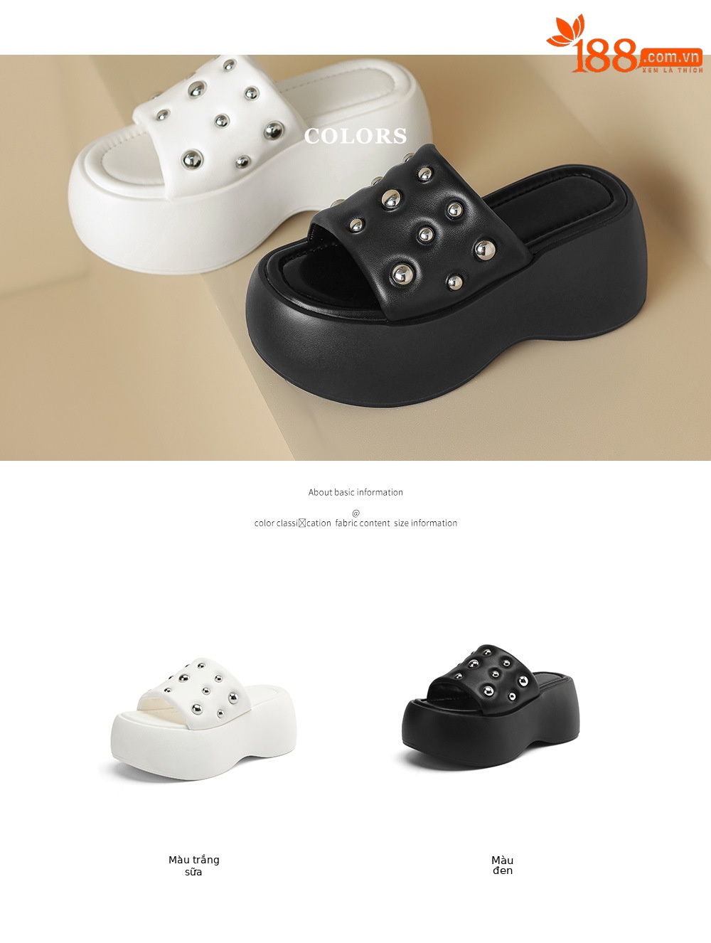 Sandal cao gót nữ hở mũi quai ngang đế xuồng 8 cm — Màu đen, Màu trắng chi tiết 4
