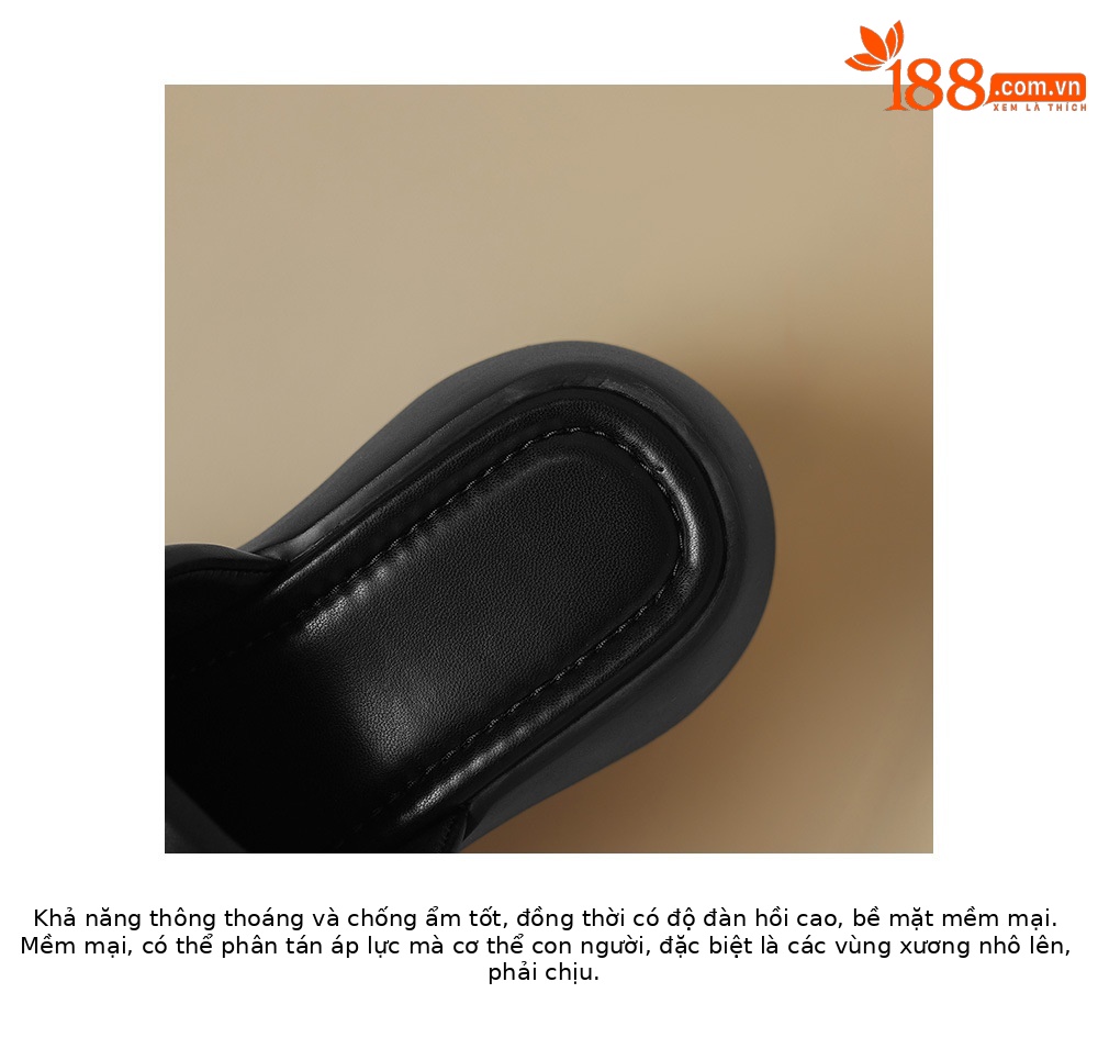 Sandal cao gót nữ hở mũi quai ngang đế xuồng 8 cm — Màu đen, Màu trắng chi tiết 16