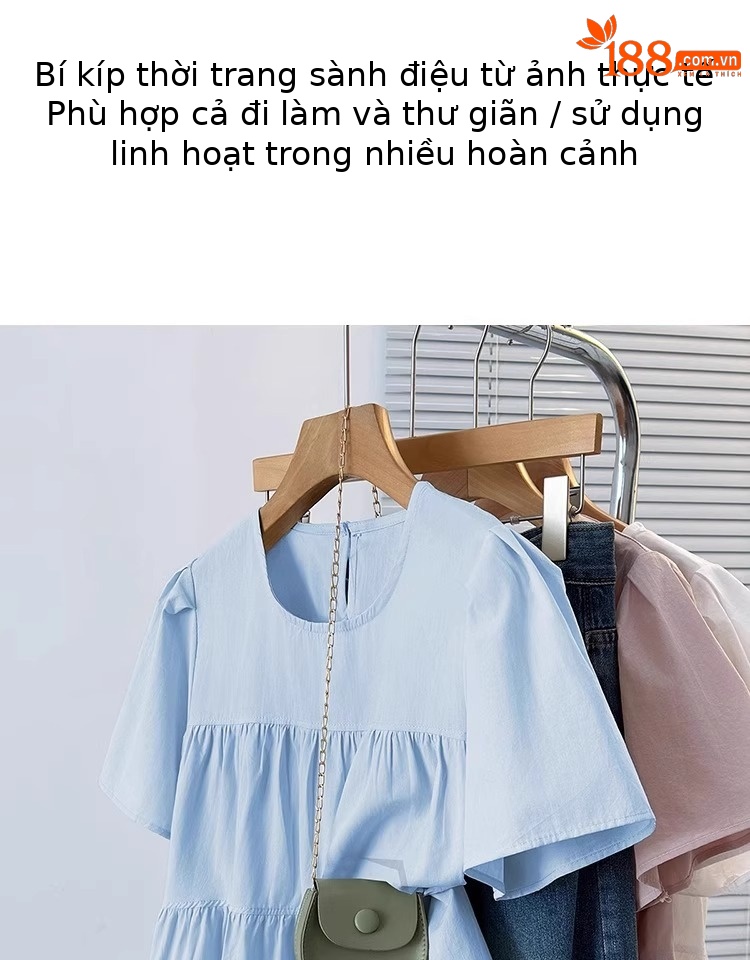 Áo sơ mi nữ tay phồng kiểu Pháp cỡ lớn dáng rộng che bụng — Màu đen chi tiết 4
