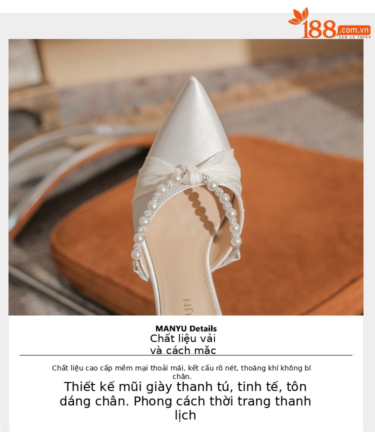 Sandal cao gót nữ Jin Gang YY10506 mũi nhọn hở mũi gót thô đế chống nước — Màu sâm panh chi tiết 4