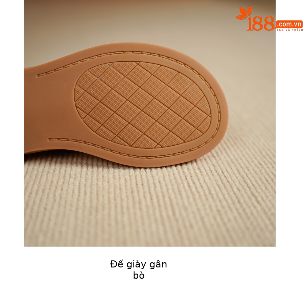 Dép sandal nữ quai chữ V đơn giản da bò mềm đế bệt — màu hồng chi tiết 17