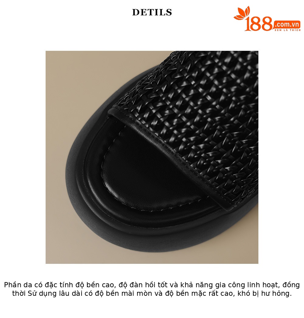 Dép sandal nữ quai chữ V đế xuồng cao, đan rỗng đi biển mùa hè — Màu đen, Màu vàng, Màu bạc chi tiết 20